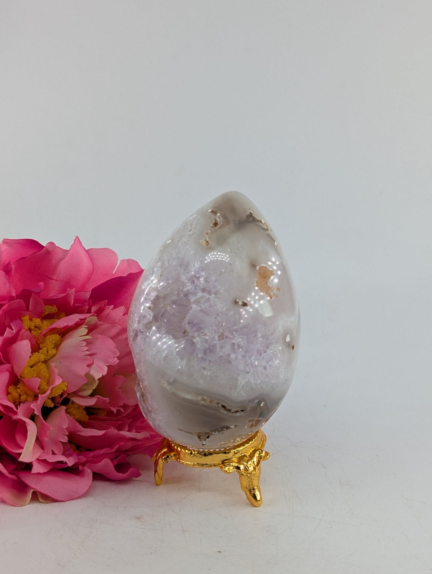 Druzy Agate Egg 322g 80mm - Positive Faith Hope Love