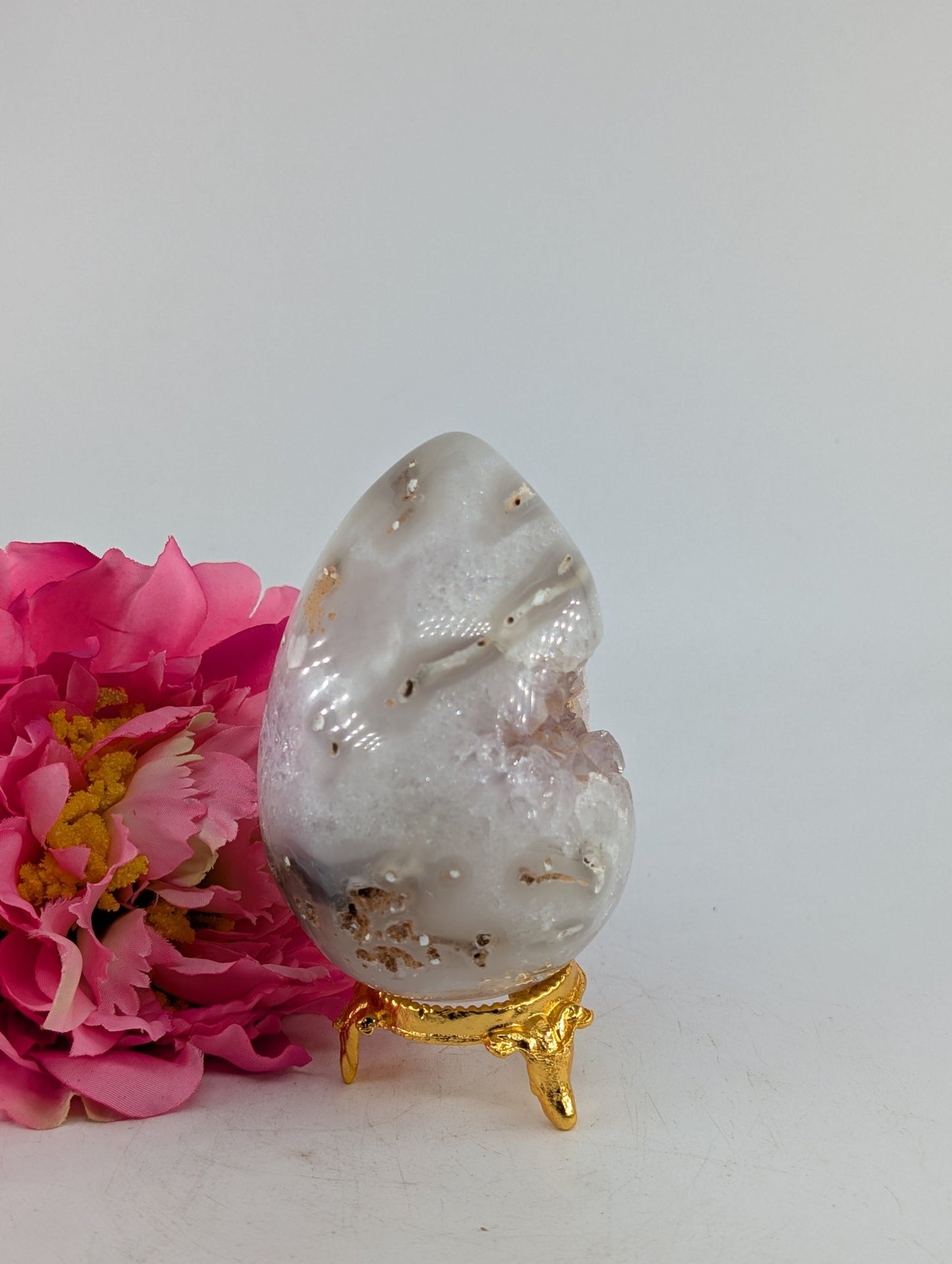 Druzy Agate Egg 322g 80mm - Positive Faith Hope Love