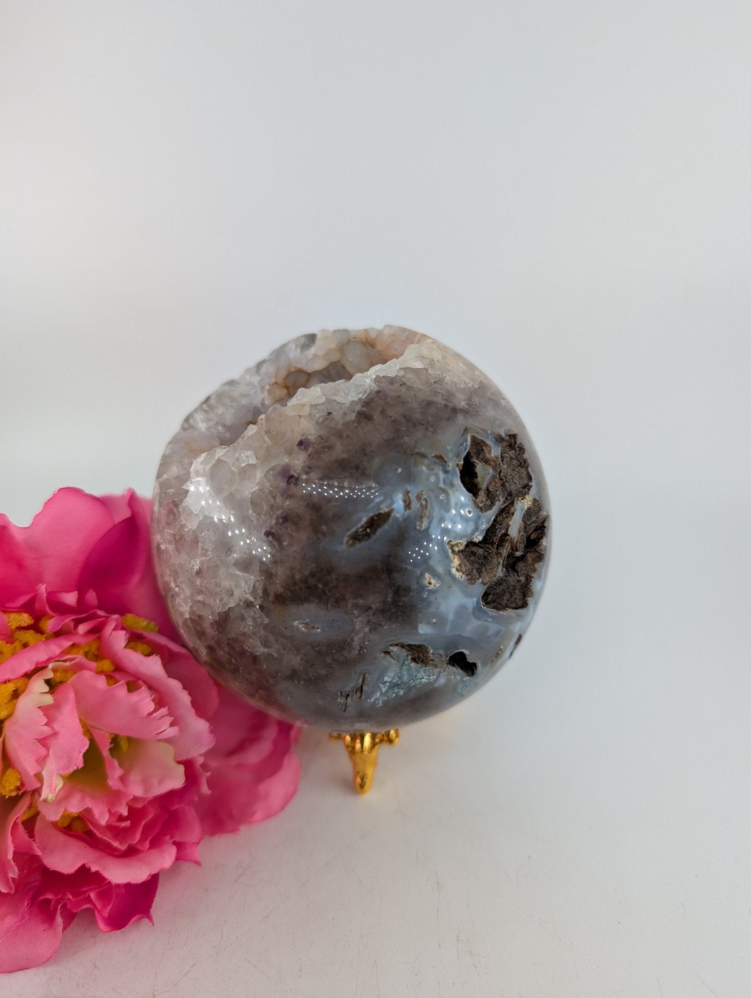 Druzy Agate Sphere 840g 90mm - Positive Faith Hope Love