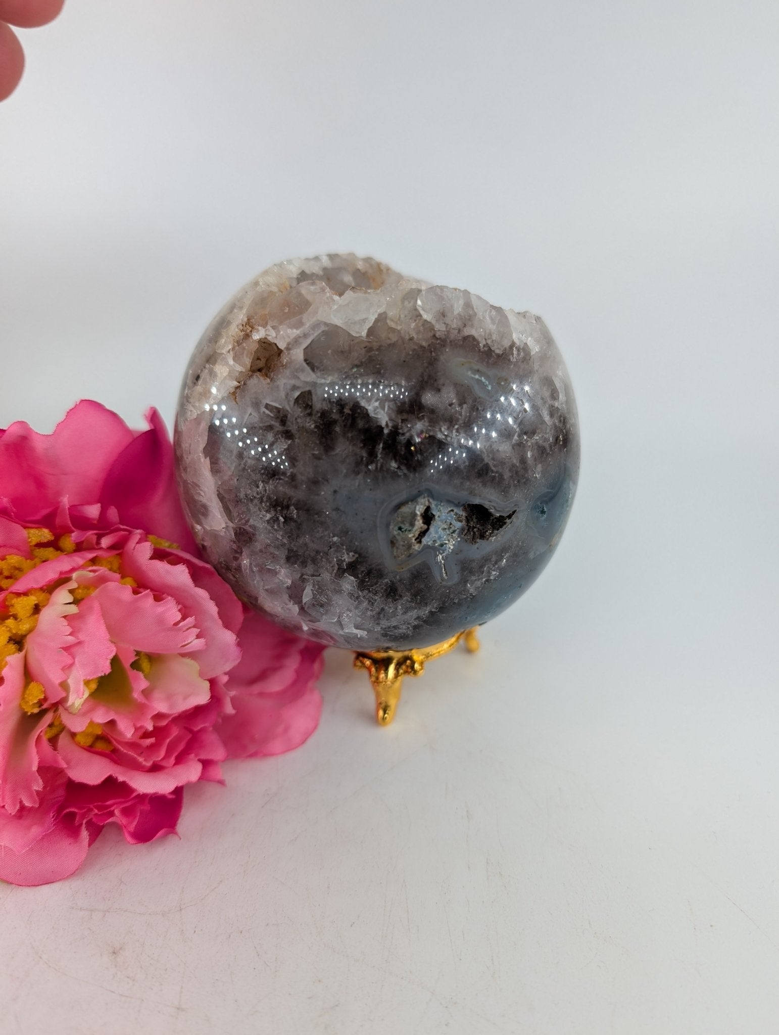 Druzy Agate Sphere 840g 90mm - Positive Faith Hope Love