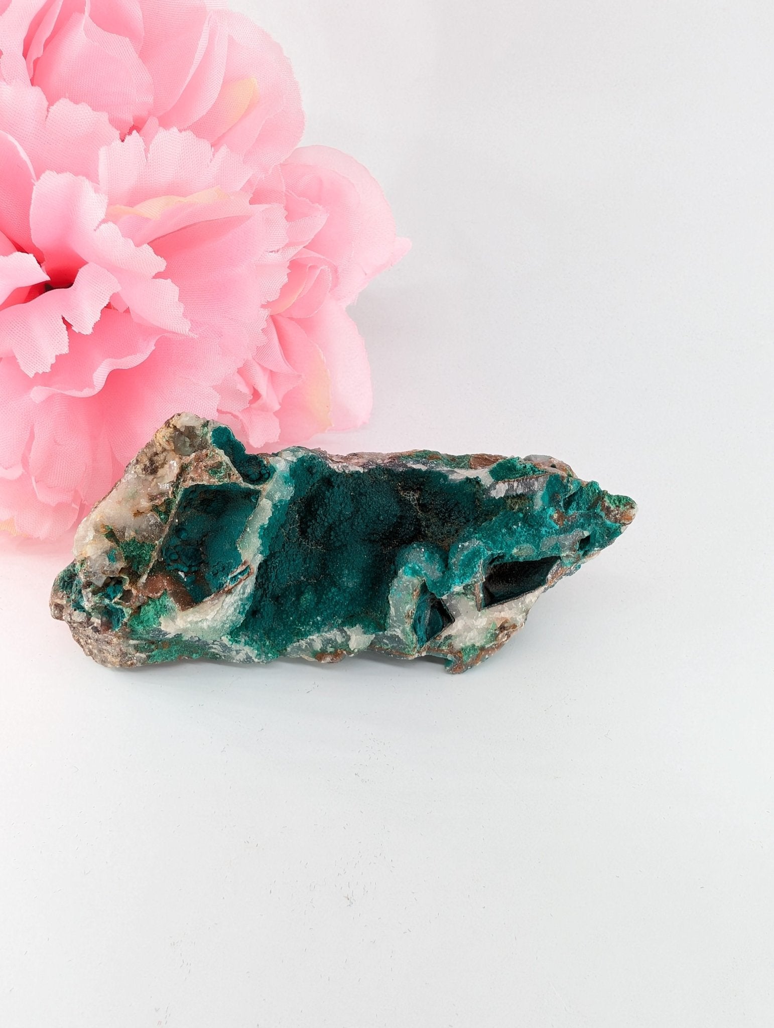 Druzy Chrysocolla Dolomite with Malachite 195g - Positive Faith Hope Love