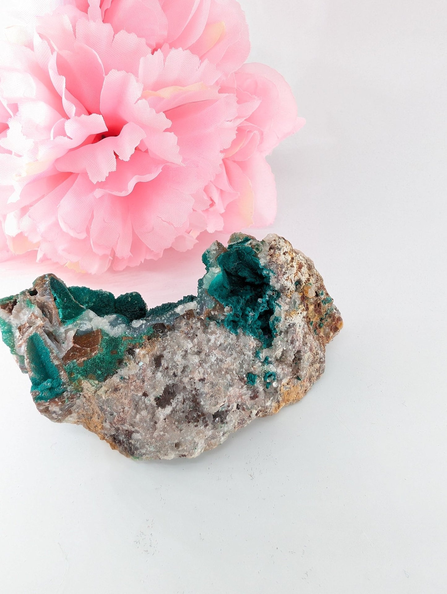 Druzy Chrysocolla Dolomite with Malachite 195g - Positive Faith Hope Love