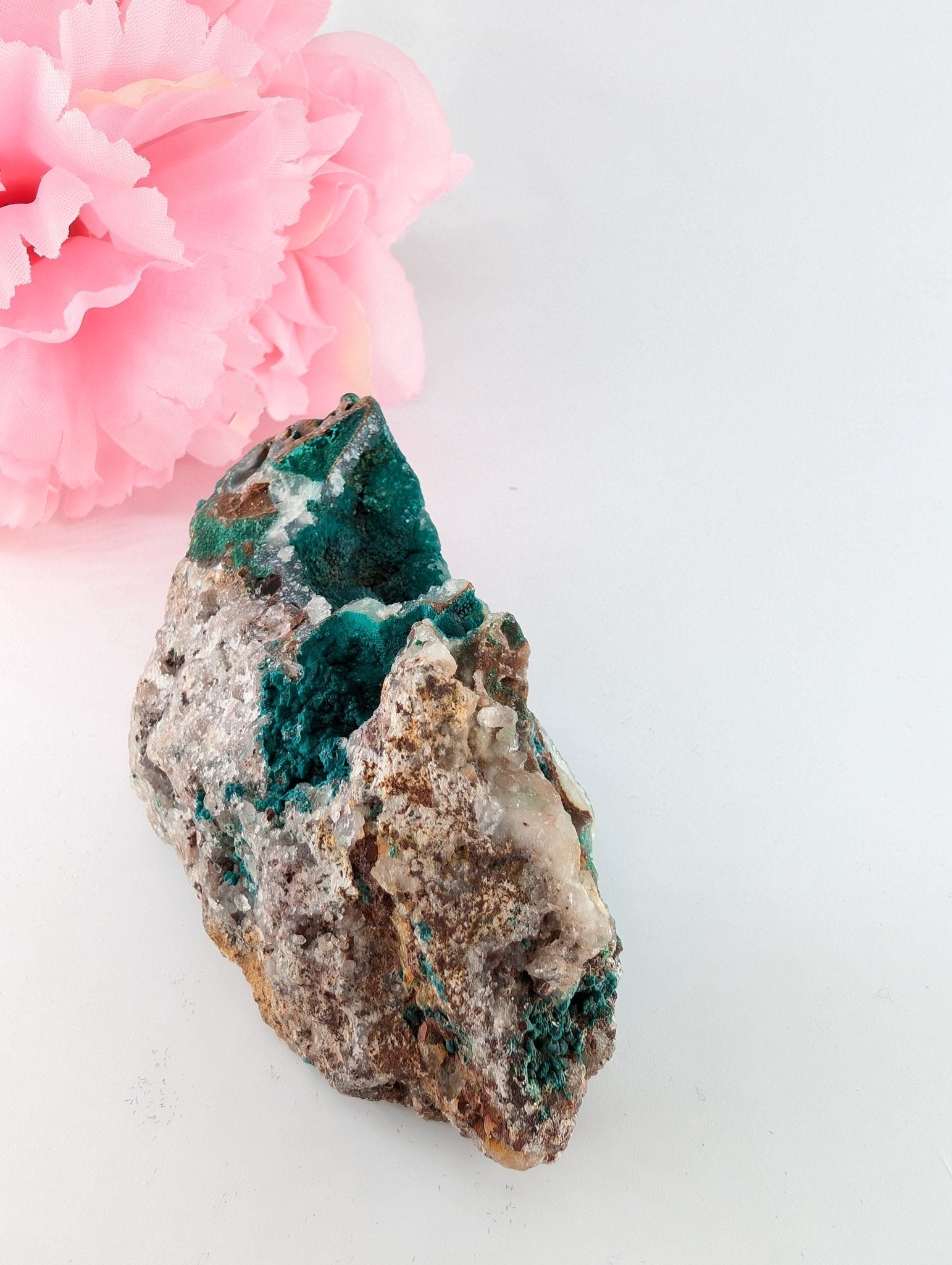 Druzy Chrysocolla Dolomite with Malachite 195g - Positive Faith Hope Love