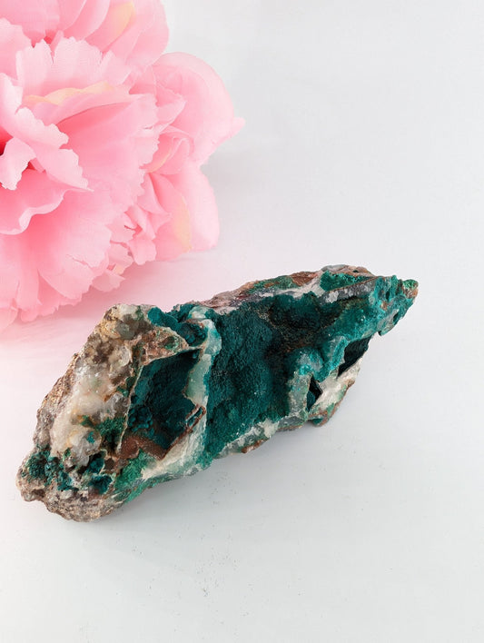 Druzy Chrysocolla Dolomite with Malachite 195g - Positive Faith Hope Love