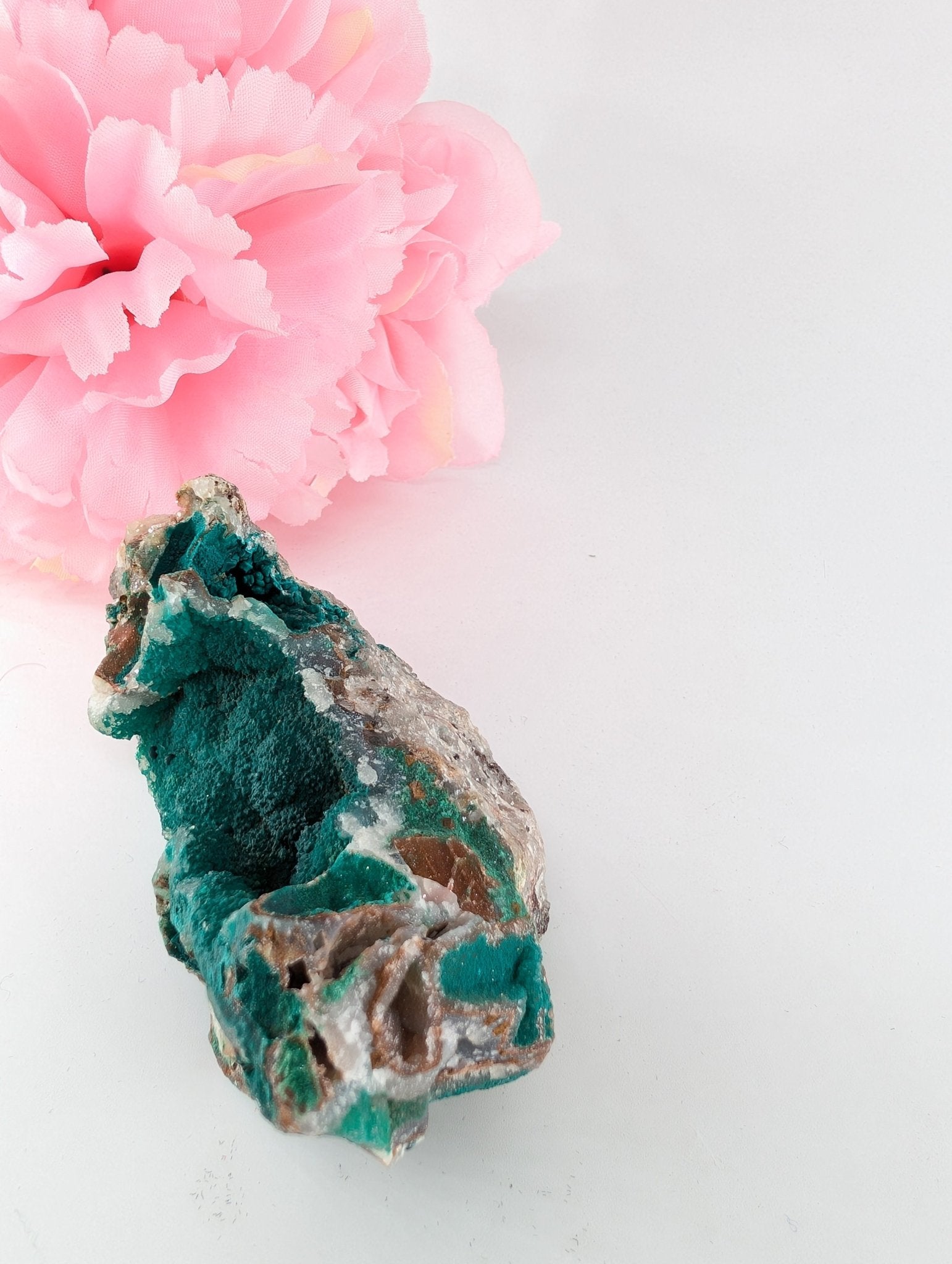 Druzy Chrysocolla Dolomite with Malachite 195g - Positive Faith Hope Love