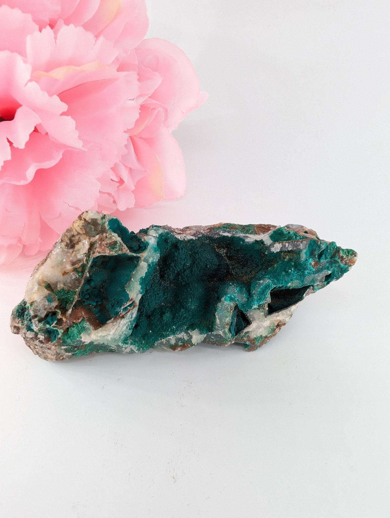 Druzy Chrysocolla Dolomite with Malachite 195g - Positive Faith Hope Love