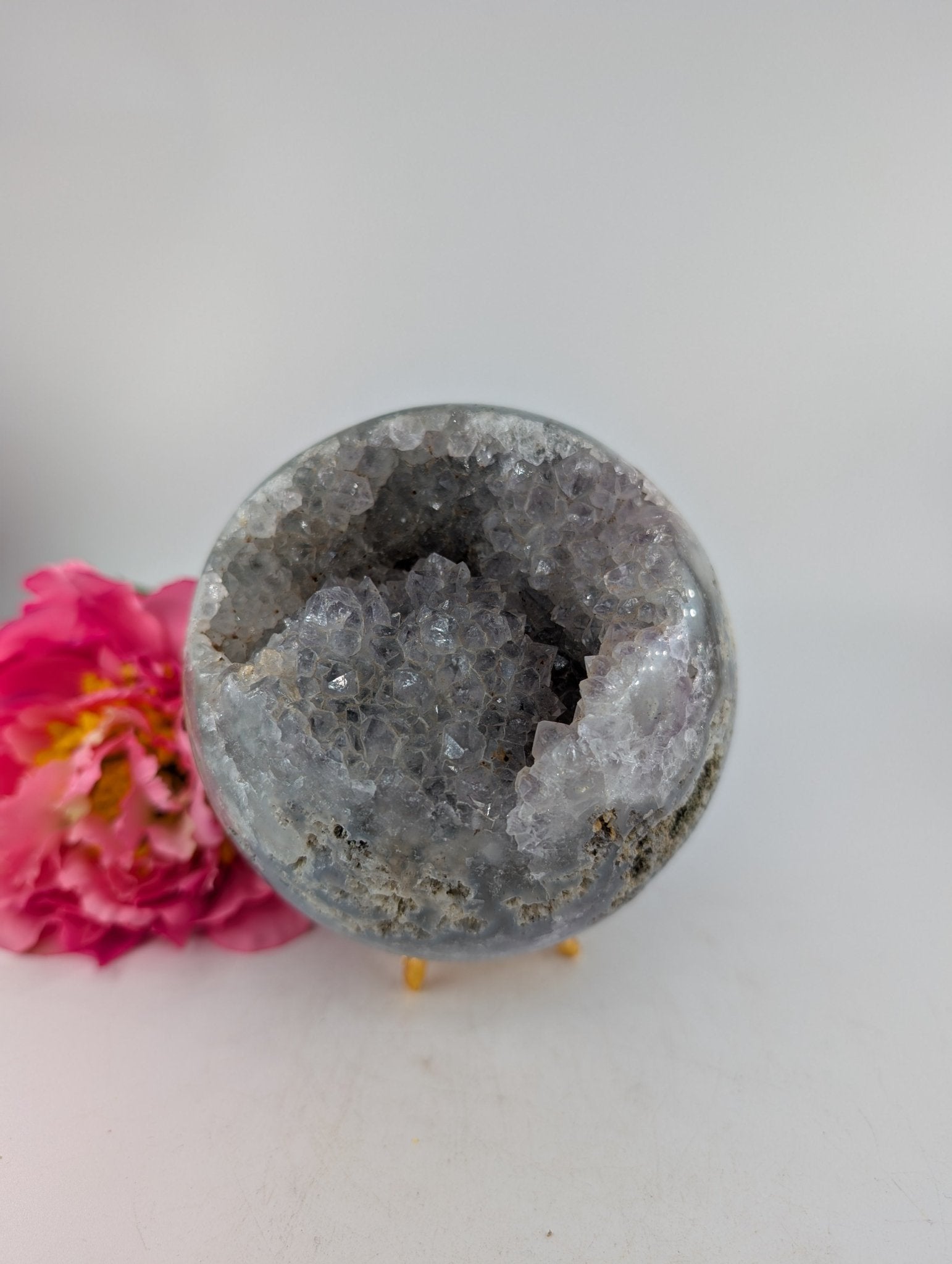 Druzy Green Moss Agate Sphere 1300g 100mm - Positive Faith Hope Love