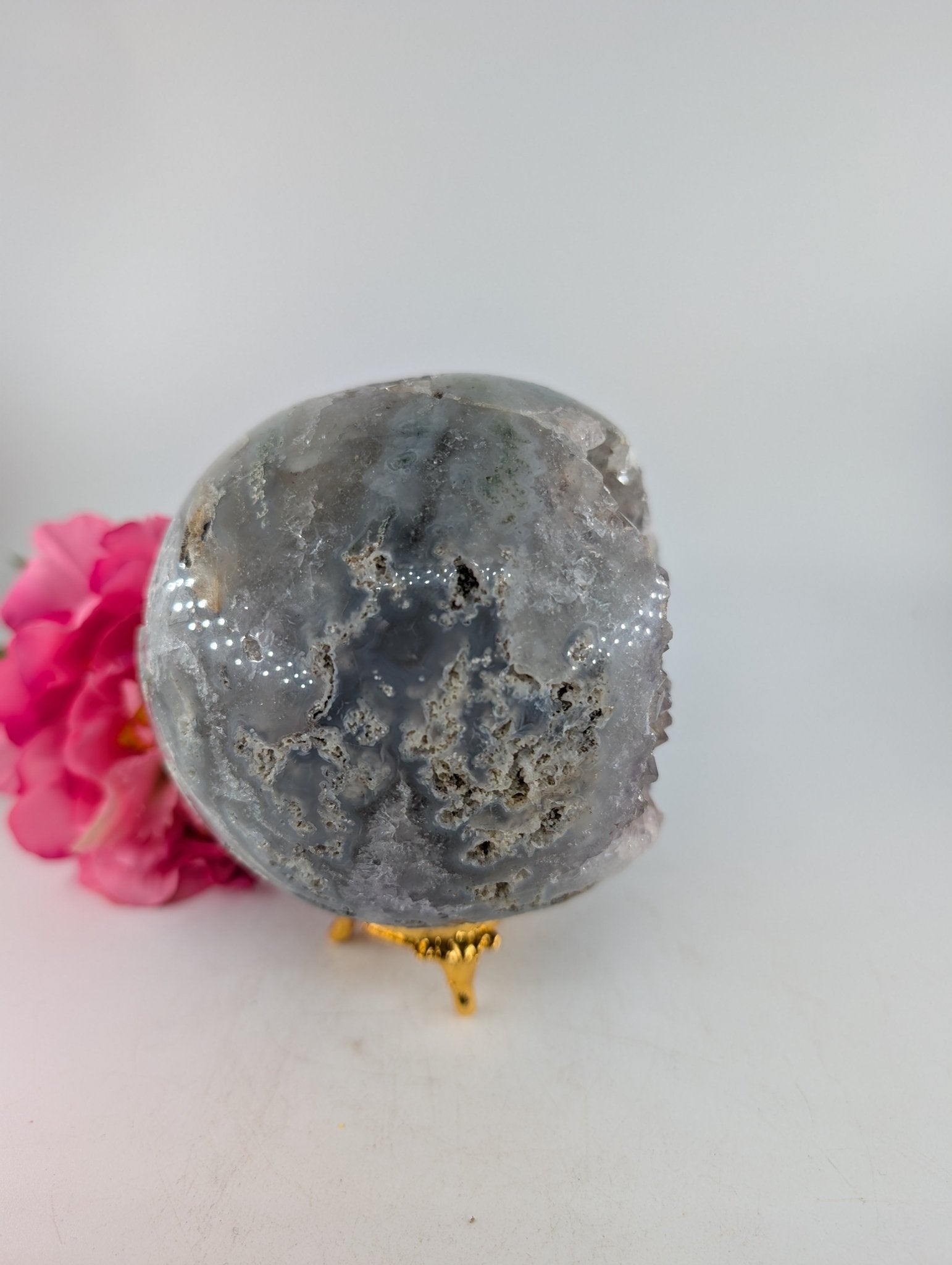 Druzy Green Moss Agate Sphere 1300g 100mm - Positive Faith Hope Love