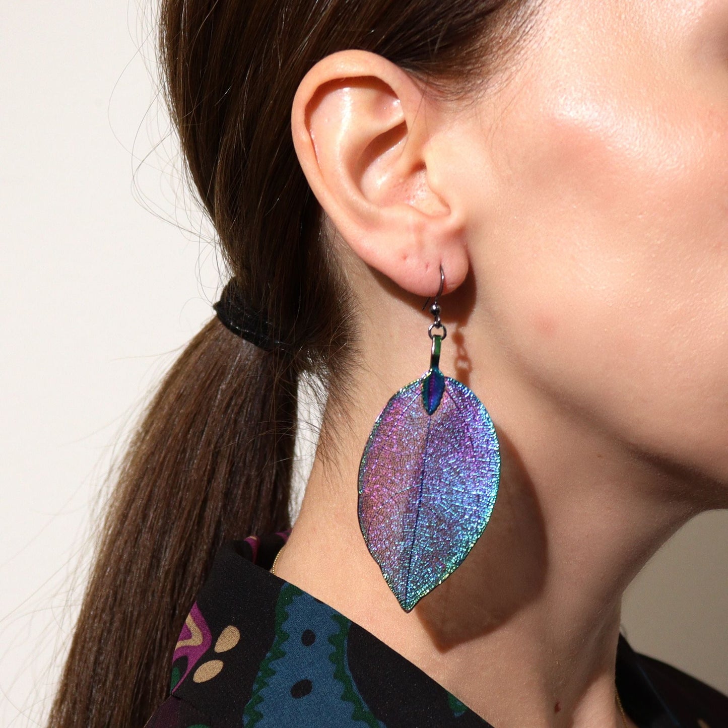 Polished Earrings Bravery Leaf Multicoloured featuring natural patterning and unique variations - Positive Faith Hope Love