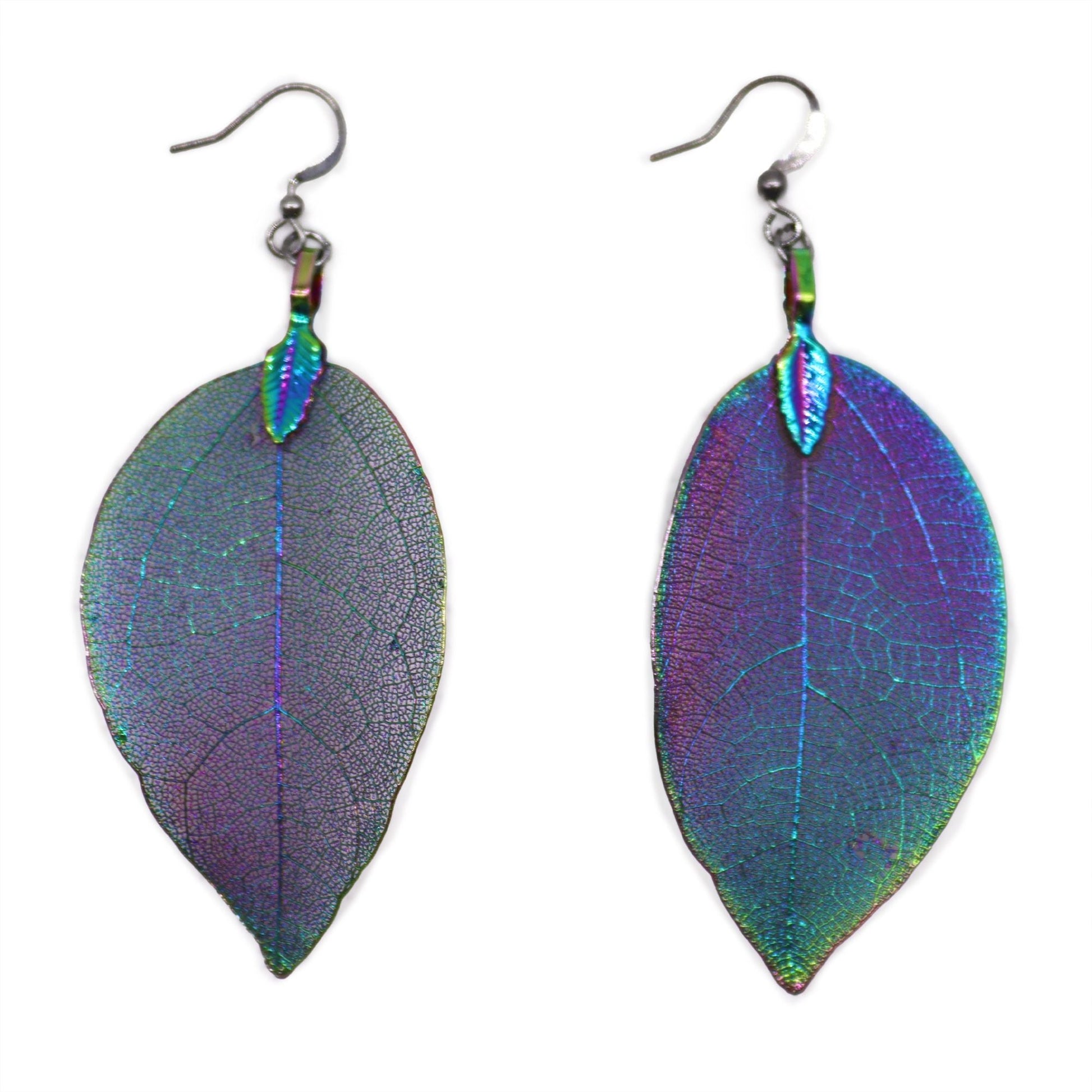 Polished Earrings - Bravery Leaf - Multicoloured featuring natural patterning and unique variations - Positive Faith Hope Love