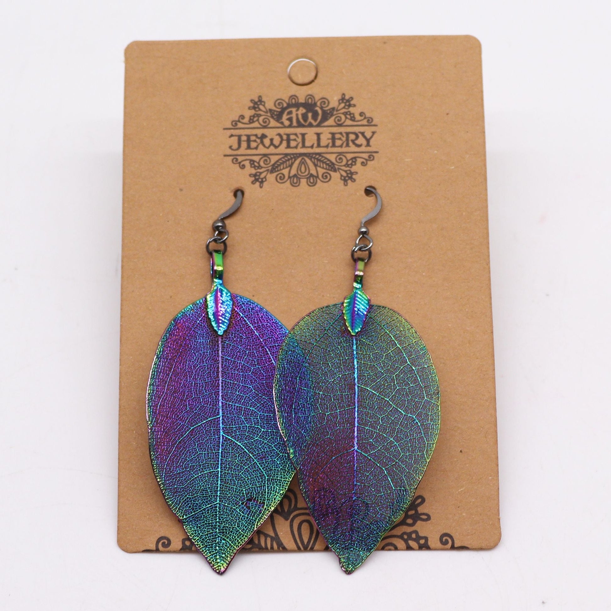 Polished Earrings Bravery Leaf Multicoloured featuring natural patterning and unique variations - Positive Faith Hope Love