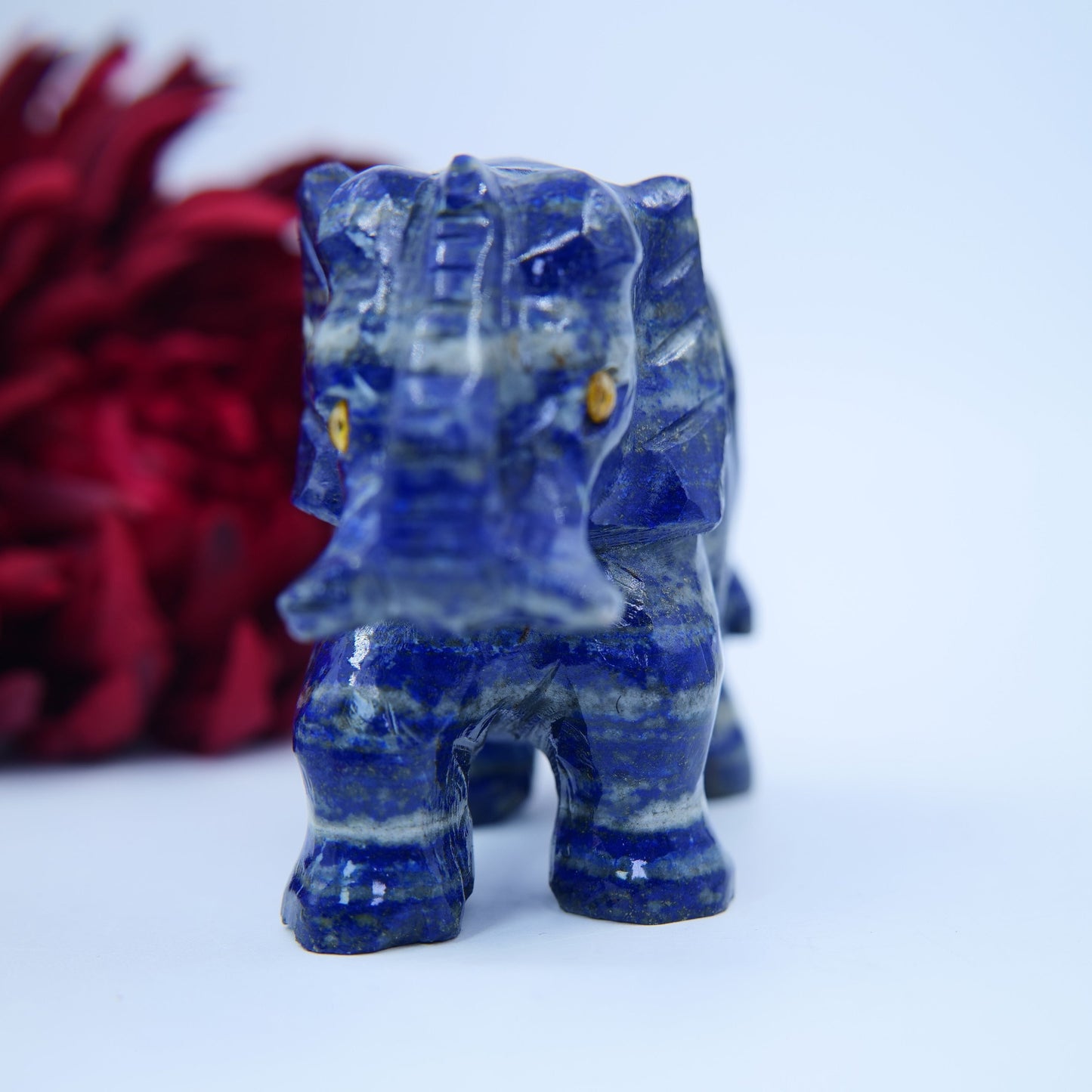 Elephant Hand Carved from Lapis Lazuli - Positive Faith Hope Love