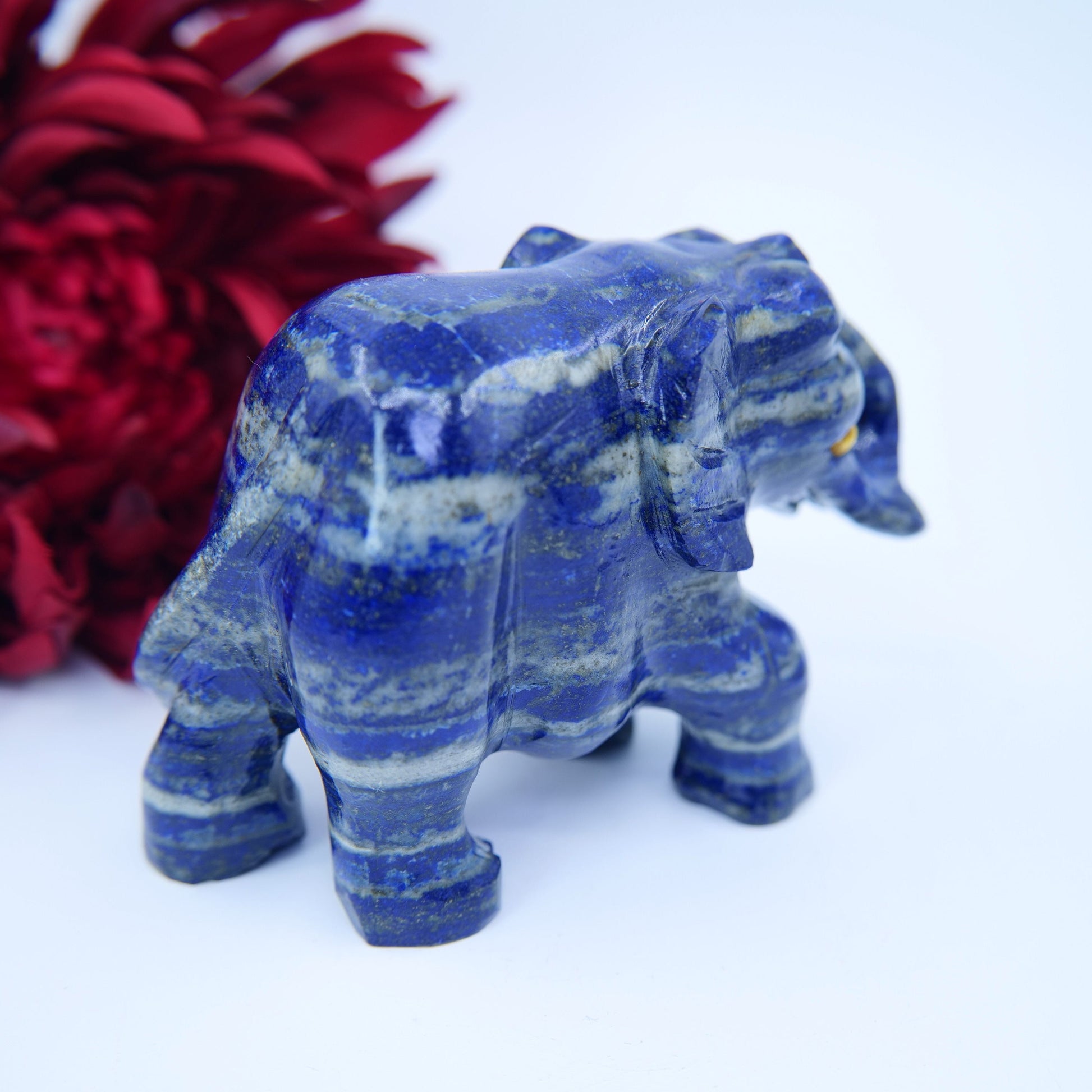 Elephant Hand Carved from Lapis Lazuli - Positive Faith Hope Love