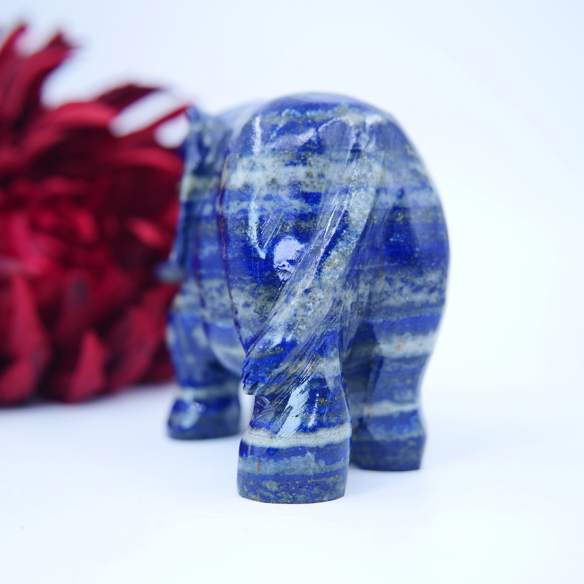 Elephant Hand Carved from Lapis Lazuli - Positive Faith Hope Love