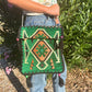 Polished Emerald Green Kilim Messenger Festival Bag featuring vibrant green tone and crystalline clarity - Positive Faith Hope Love