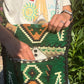 Polished Emerald Green Kilim Messenger Festival Bag featuring vibrant green tone and crystalline clarity - Positive Faith Hope Love