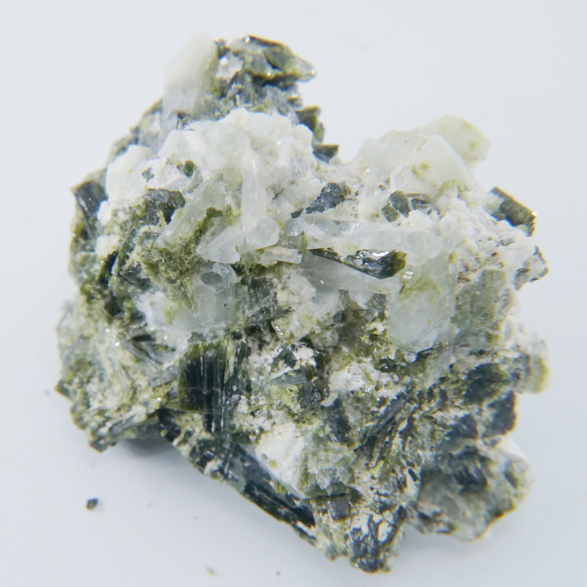 Epidote Speciment with Calcite and Quartz Grade A Pakistan 74g - Positive Faith Hope Love