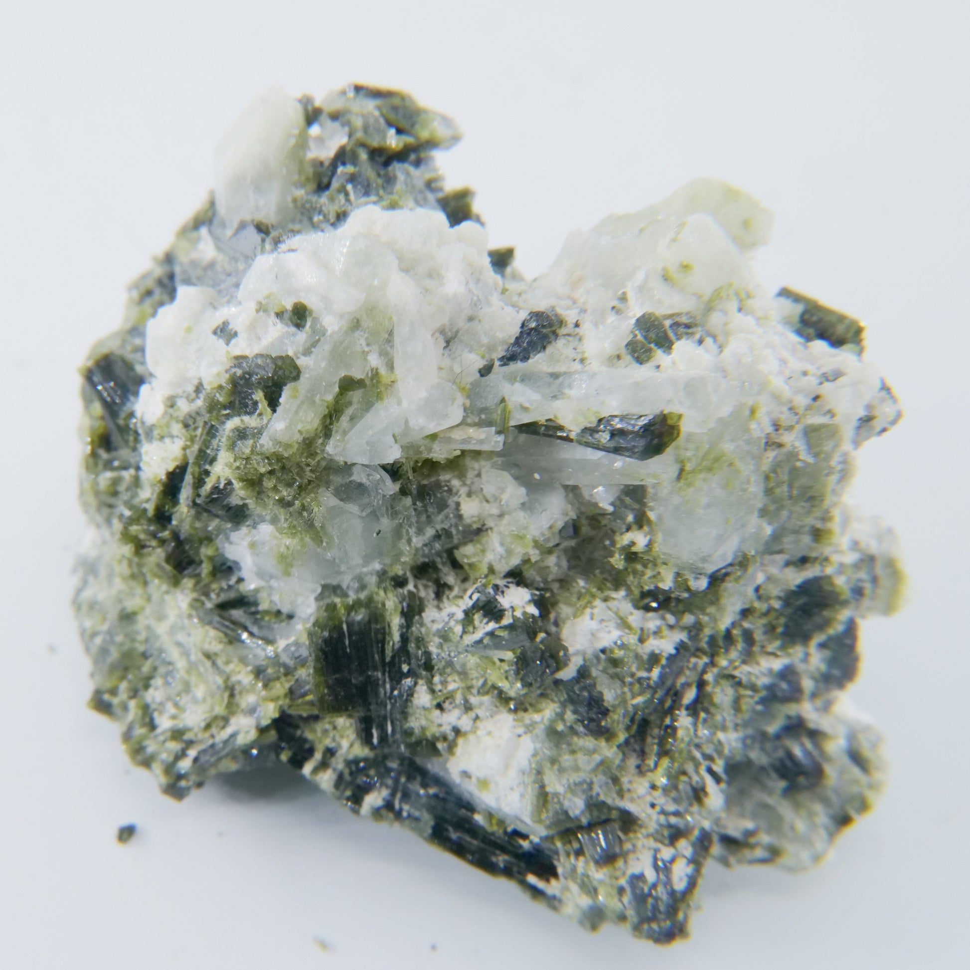 Epidote Speciment with Calcite and Quartz Grade A Pakistan 74g - Positive Faith Hope Love