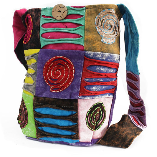 Polished Ethnic Sling Bag Purple Spiral featuring natural patterning and unique variations - Positive Faith Hope Love