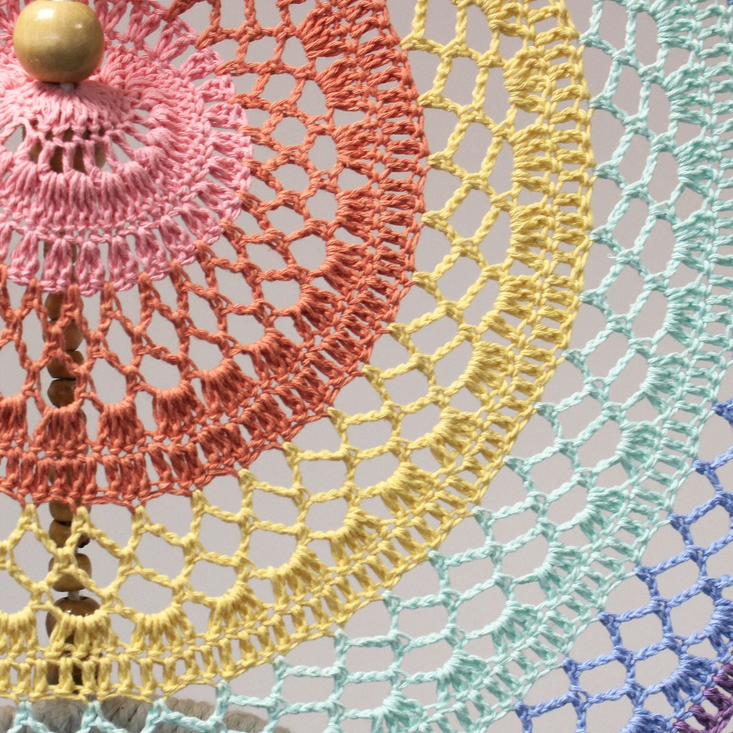 Polished Extra Large Drama Dreancatcher Pastal Rainbow featuring natural patterning and unique variations - Positive Faith Hope Love