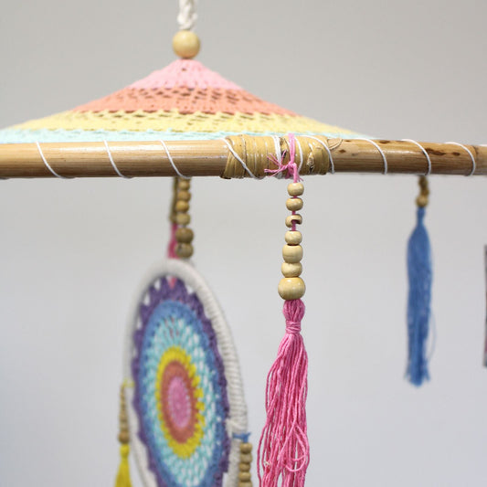 Polished Extra Large Drama Dreancatcher Pastal Rainbow featuring natural patterning and unique variations - Positive Faith Hope Love