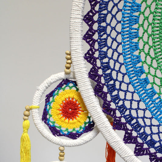 Polished Extra Large Dreancatcher Vivid Rainbow featuring natural patterning and unique variations - Positive Faith Hope Love