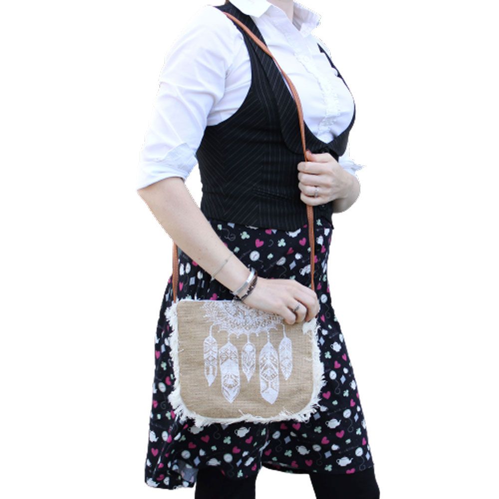 Polished Fab Fringe Bag Dream Catcher Print 1 featuring natural patterning and unique variations - Positive Faith Hope Love