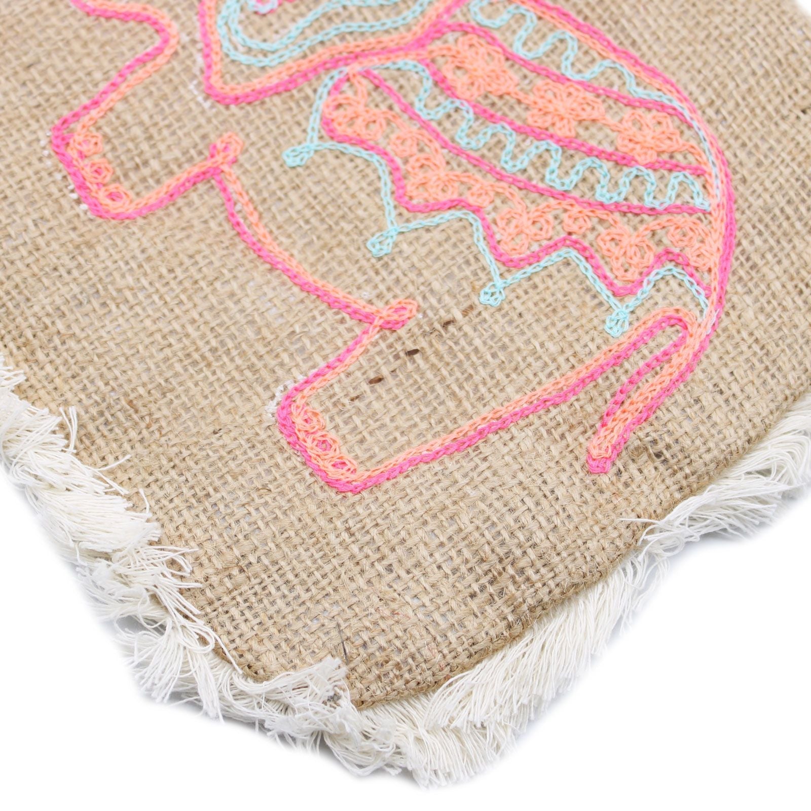 Polished Fab Fringe Bag Elephant Embroidery featuring natural patterning and unique variations - Positive Faith Hope Love