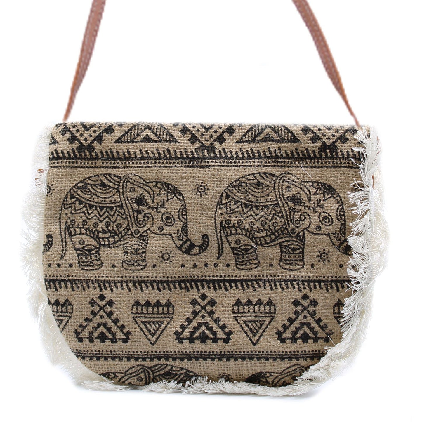 Polished Fab Fringe Bag - Elephant Print featuring natural patterning and unique variations - Positive Faith Hope Love