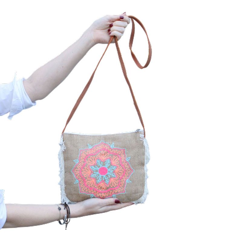 Polished Fab Fringe Bag Hamsa Print featuring natural patterning and unique variations - Positive Faith Hope Love
