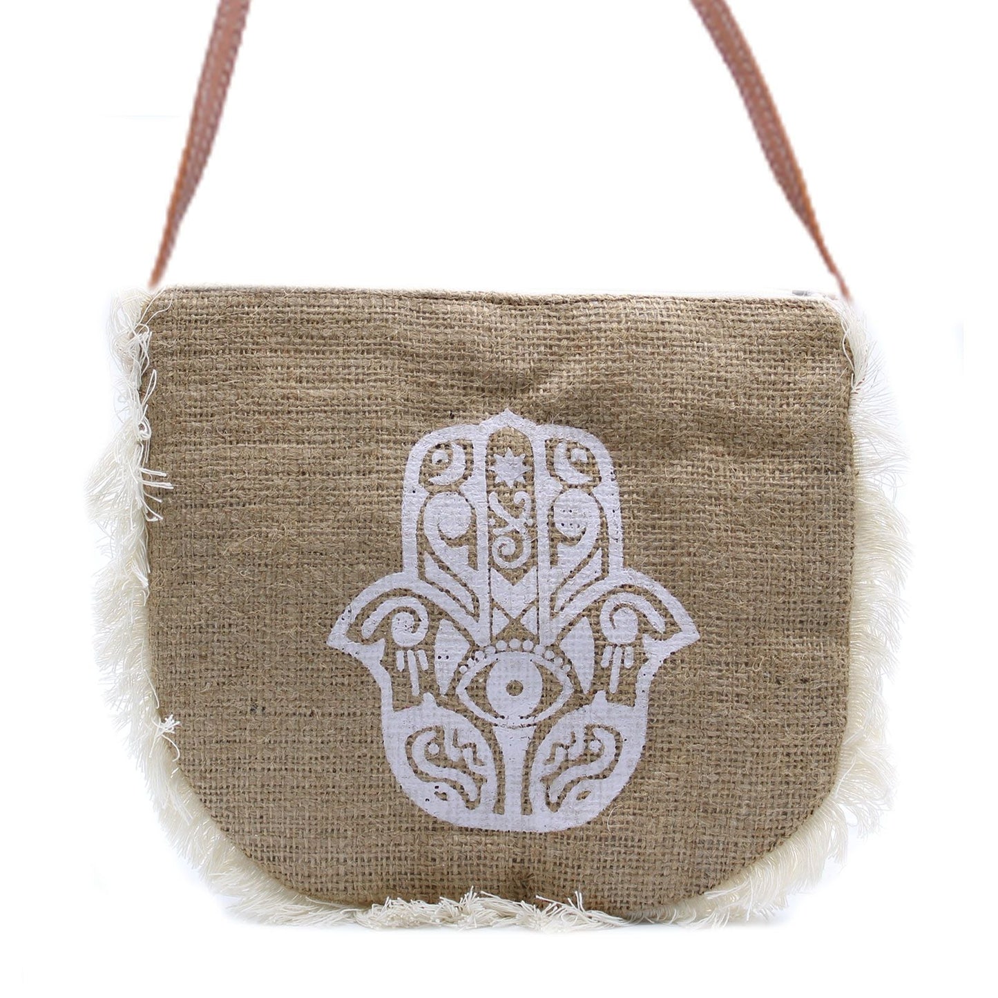 Polished Fab Fringe Bag - Hamsa Print featuring natural patterning and unique variations - Positive Faith Hope Love