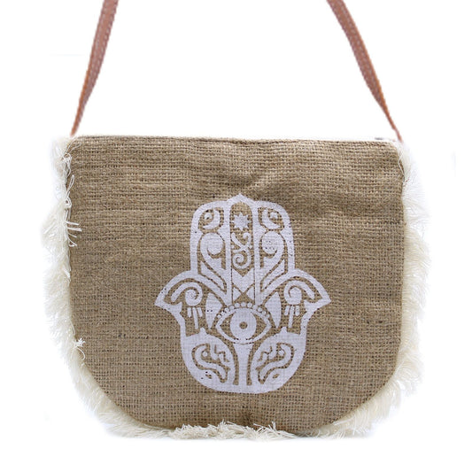 Polished Fab Fringe Bag - Hamsa Print featuring natural patterning and unique variations - Positive Faith Hope Love