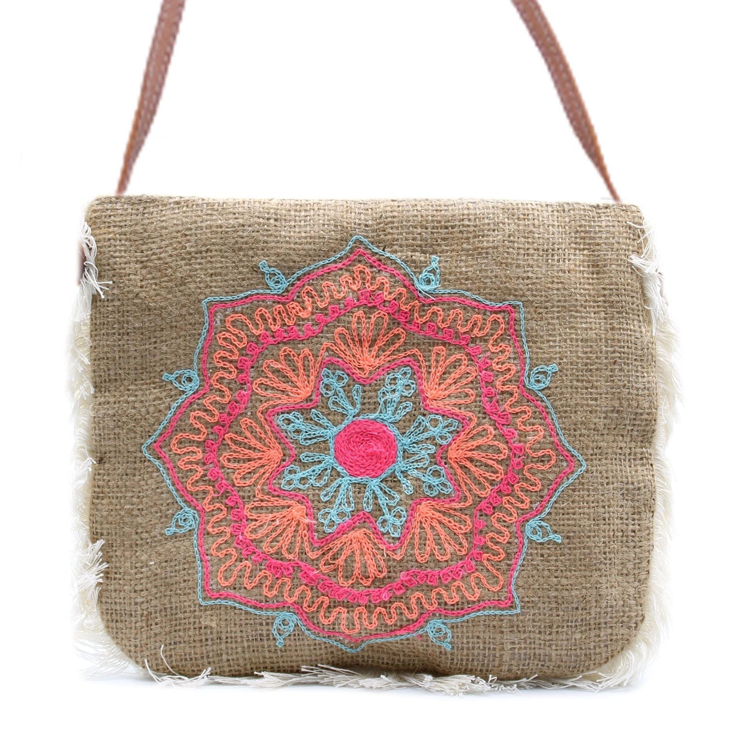 Polished Fab Fringe Bag - Mandela Embroidery featuring natural patterning and unique variations - Positive Faith Hope Love