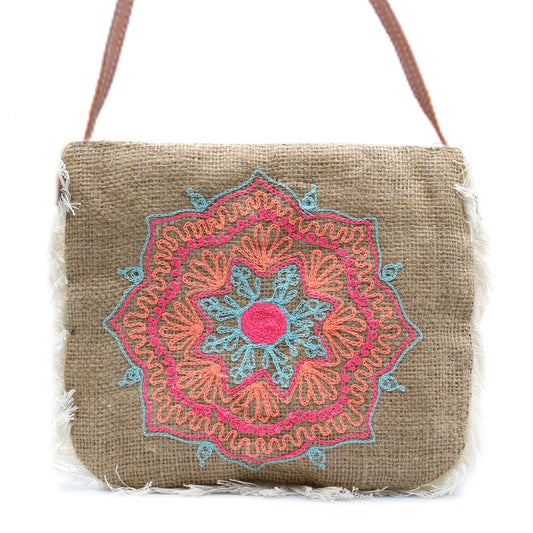 Polished Fab Fringe Bag - Mandela Embroidery featuring natural patterning and unique variations - Positive Faith Hope Love