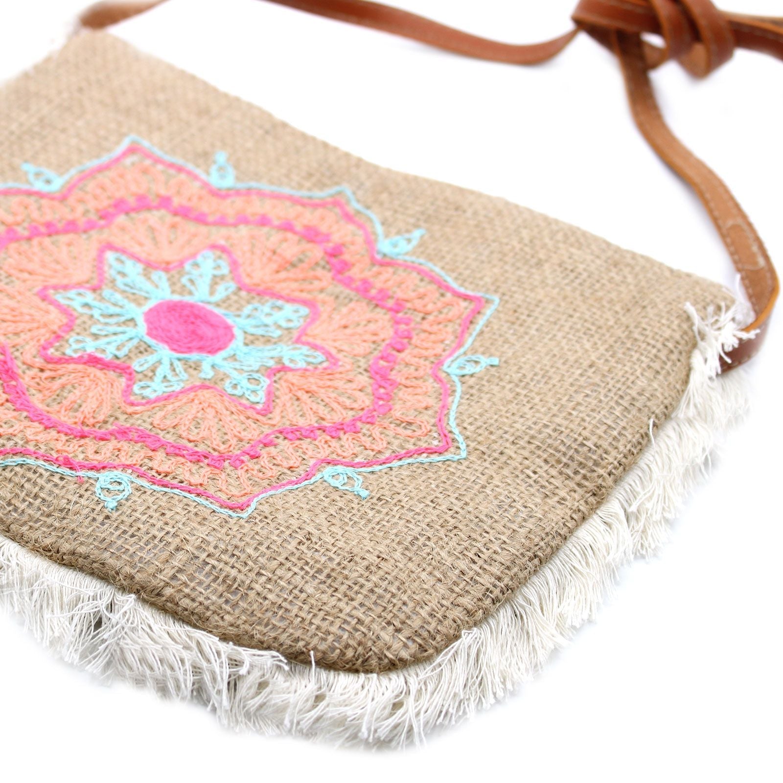 Polished Fab Fringe Bag Mandela Embroidery featuring natural patterning and unique variations - Positive Faith Hope Love