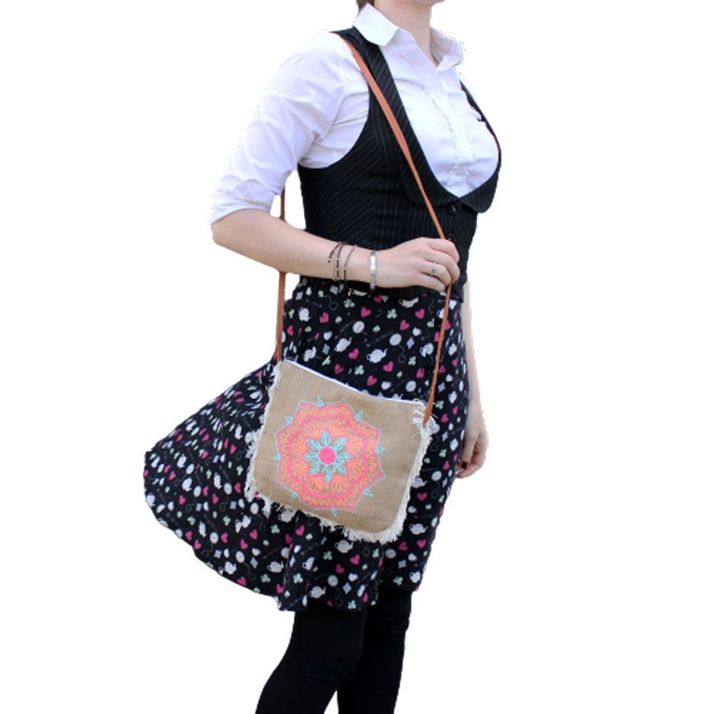 Polished Fab Fringe Bag Mandela Embroidery featuring natural patterning and unique variations - Positive Faith Hope Love