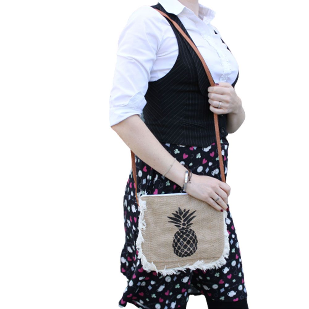 Polished Fab Fringe Bag Pineapple Print 2 featuring natural patterning and unique variations - Positive Faith Hope Love