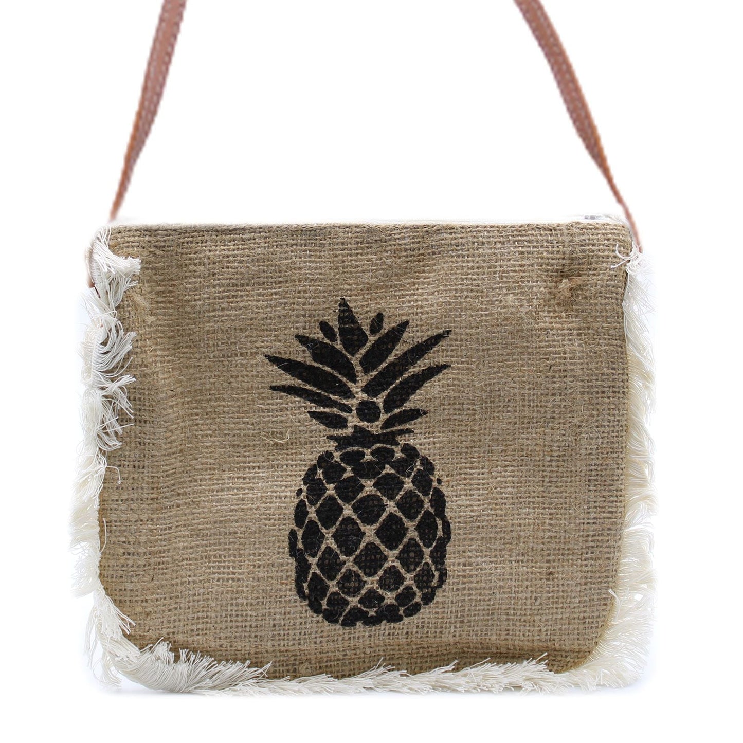 Polished Fab Fringe Bag - Pineapple Print featuring natural patterning and unique variations - Positive Faith Hope Love