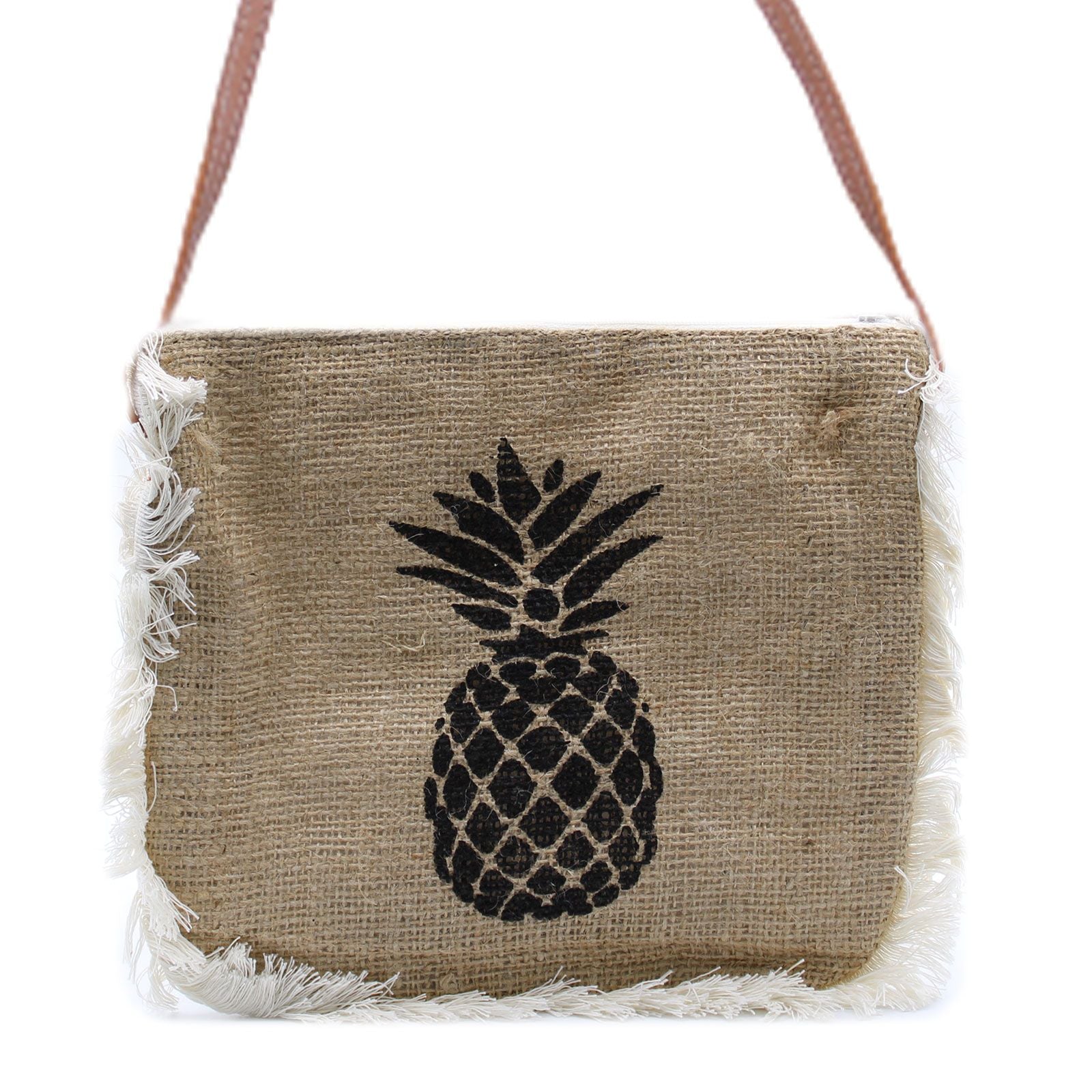 Polished Fab Fringe Bag - Pineapple Print featuring natural patterning and unique variations - Positive Faith Hope Love