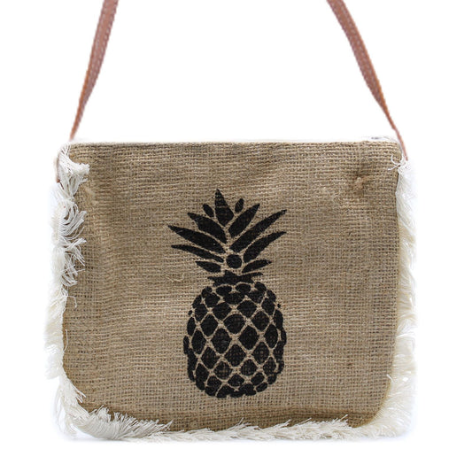 Polished Fab Fringe Bag - Pineapple Print featuring natural patterning and unique variations - Positive Faith Hope Love