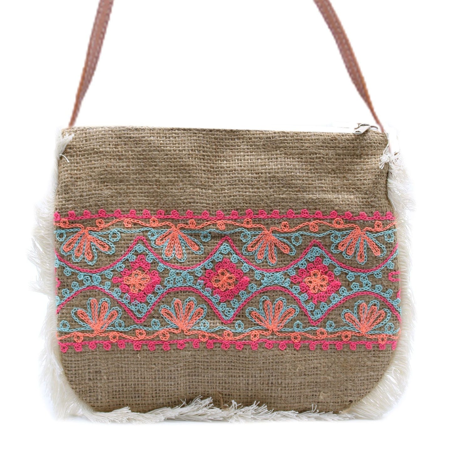 Polished Fab Fringe Bag - Summer Pattern Embroidery featuring natural patterning and unique variations - Positive Faith Hope Love