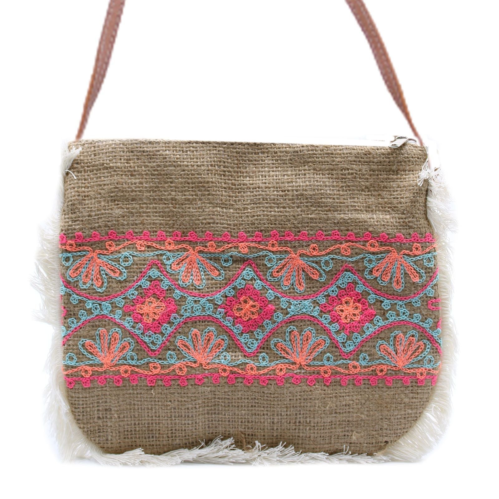 Polished Fab Fringe Bag - Summer Pattern Embroidery featuring natural patterning and unique variations - Positive Faith Hope Love