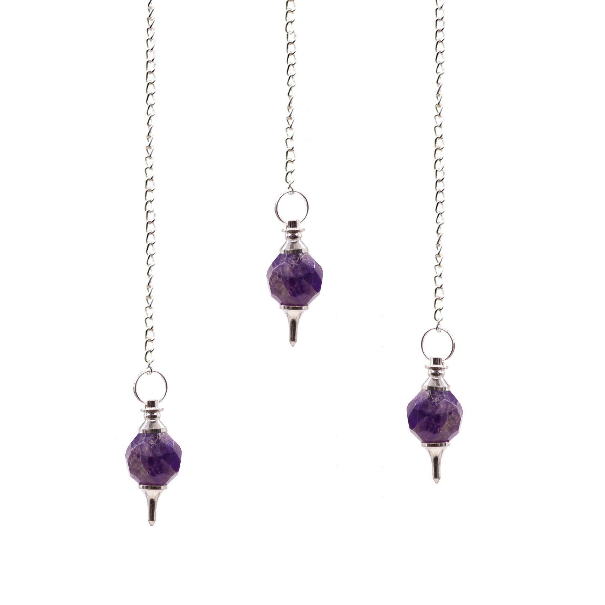 Polished Facted Gemstone Pendulum - Amethyst featuring rich purple colour and natural clarity - Positive Faith Hope Love
