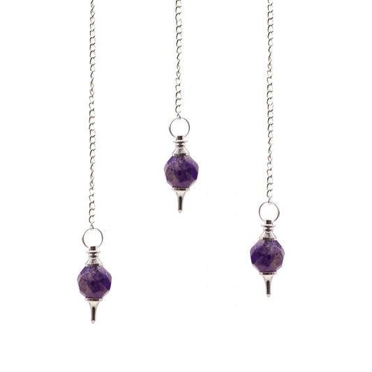 Polished Facted Gemstone Pendulum - Amethyst featuring rich purple colour and natural clarity - Positive Faith Hope Love