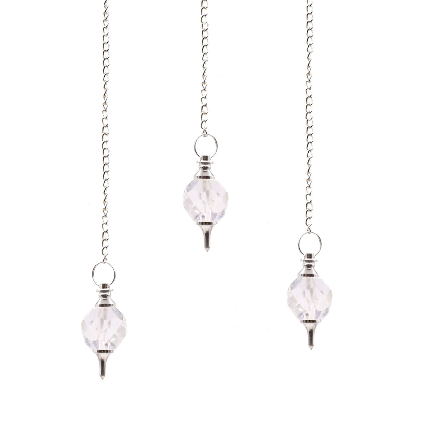 Polished Facted Gemstone Pendulum - Rock Quartz featuring natural patterning and unique variations - Positive Faith Hope Love