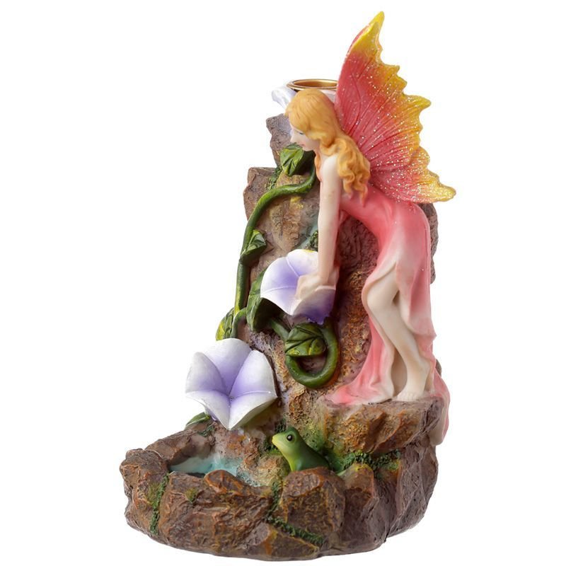 Polished Fairy Flower Garden Waterfall Backflow Incense Burner 2 featuring natural patterning and unique variations - Positive Faith Hope Love
