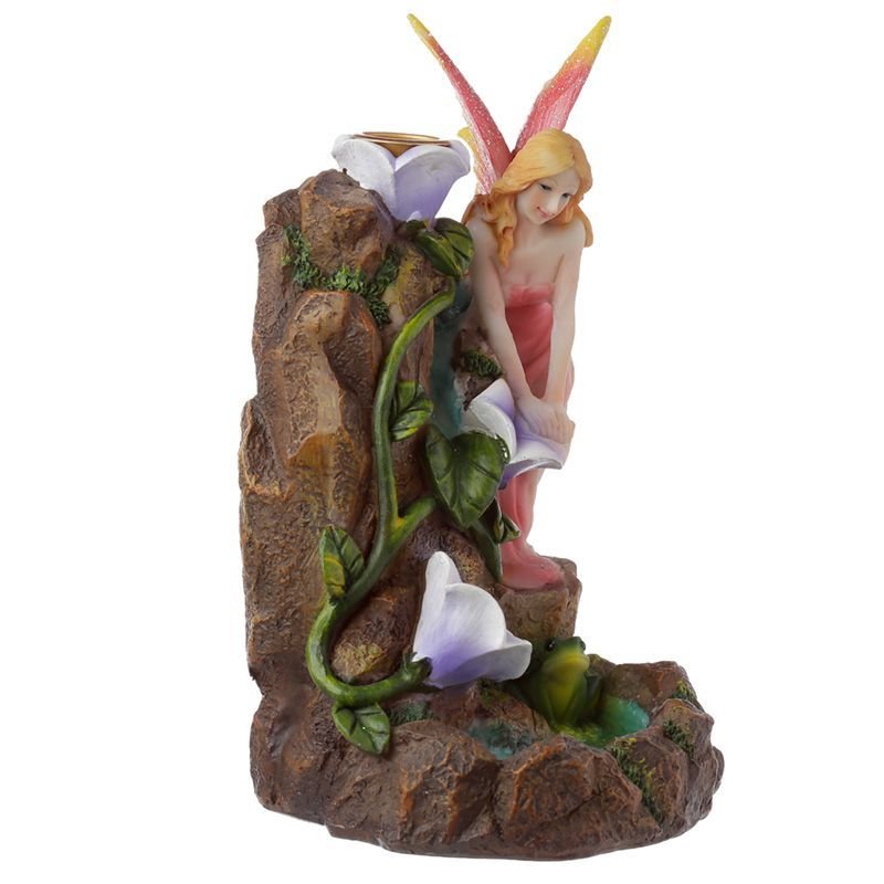 Polished Fairy Flower Garden Waterfall Backflow Incense Burner 2 featuring natural patterning and unique variations - Positive Faith Hope Love