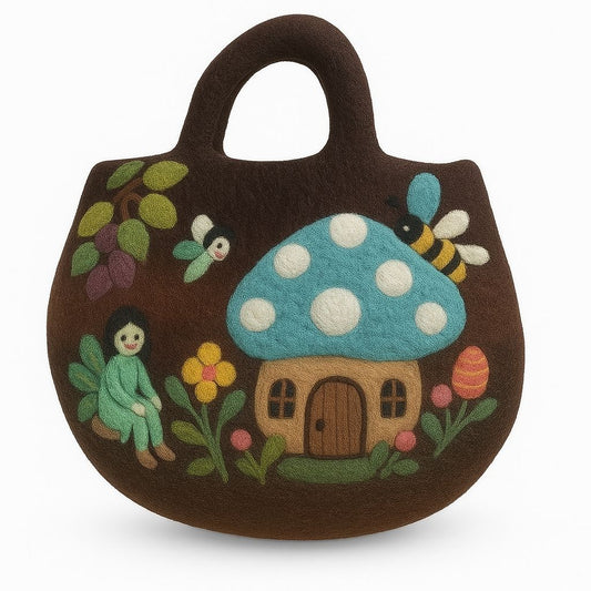 Polished Fairy Garden Felted Bag featuring natural patterning and unique variations - Positive Faith Hope Love