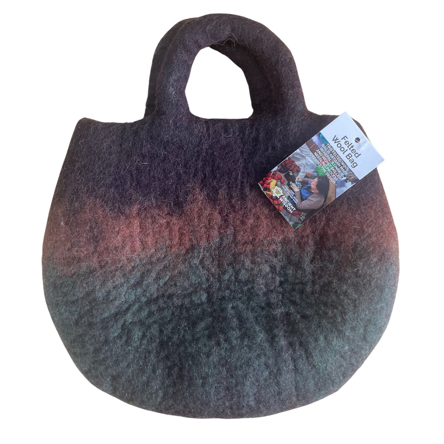 Polished Fairy Garden Felted Bag featuring natural patterning and unique variations - Positive Faith Hope Love