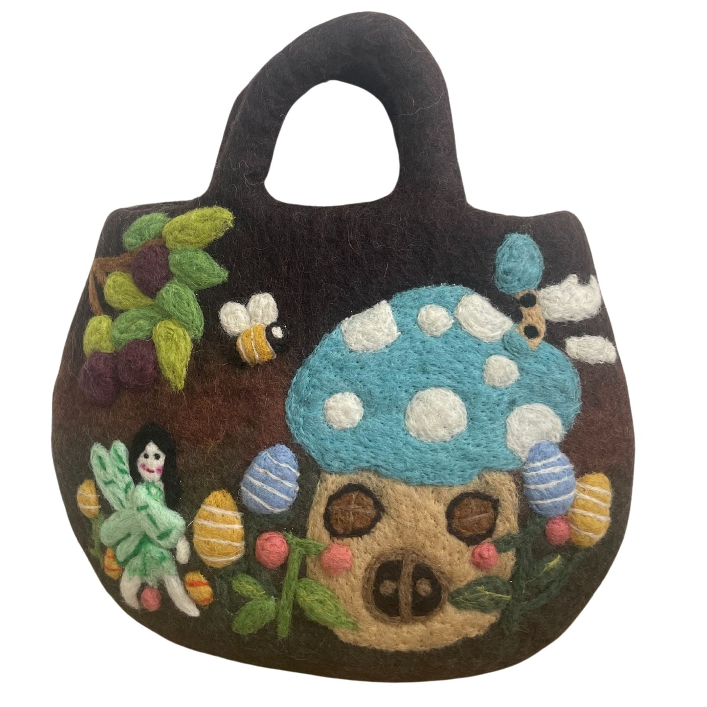 Polished Fairy Garden Felted Bag featuring natural patterning and unique variations - Positive Faith Hope Love